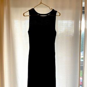 black midi dress with mesh